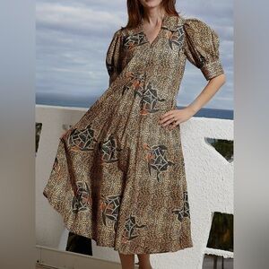 Dizzy Lizzie Montauk Trapeze Turtle Leopard Print Dress NWT